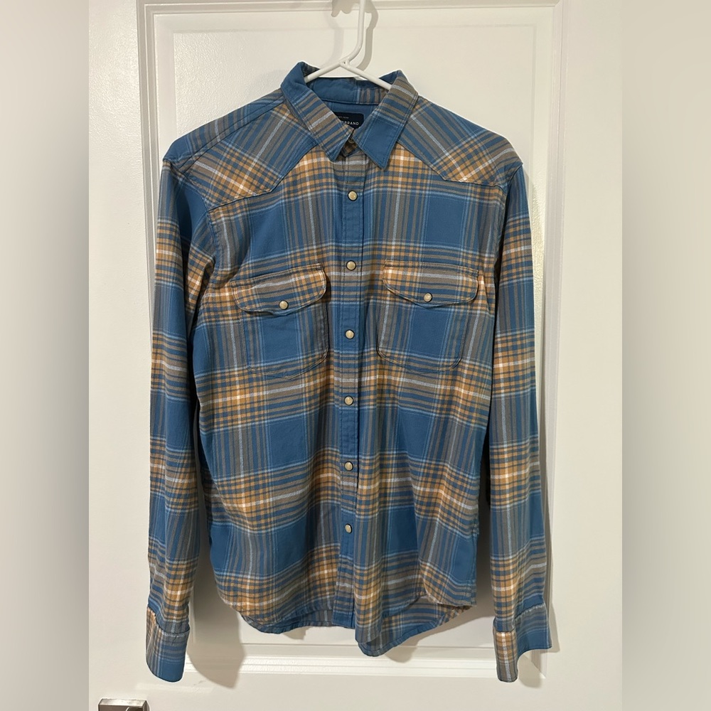 Lucky Brand snap western shirt stretch flannel